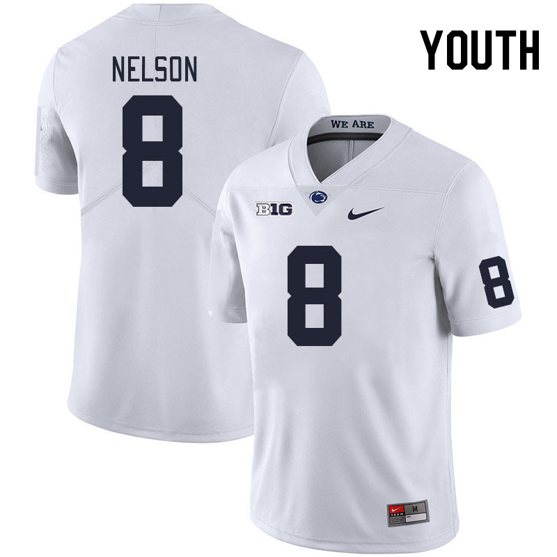 Youth #8 DaKaari Nelson Penn State Nittany Lions College Football Jerseys Stitched Sale-White